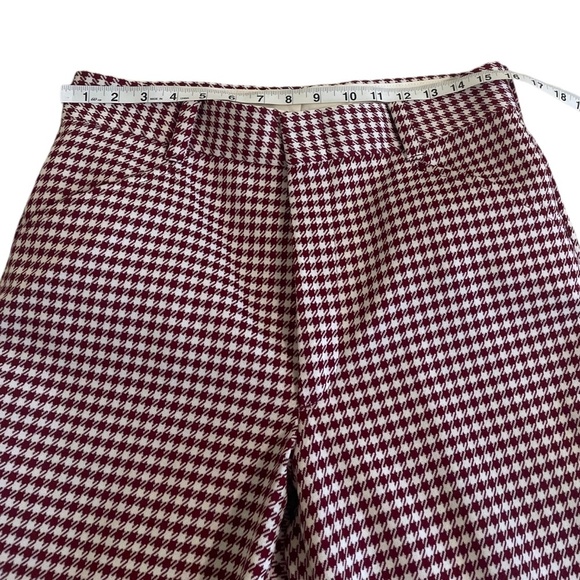 New Vintage Farah Houndstooth Print Red and White Plaid Pants 32/30 - Picture 7 of 9